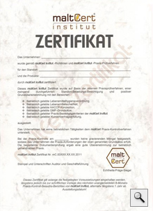 maltCert-Zertifikat